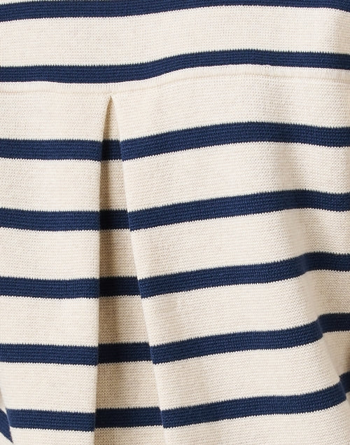 Stylish Ivory and Navy Striped Women's Cotton Knit Cardigan for Everyday Wear
