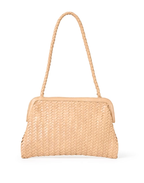Bembien's Elegant Tan Leather Woven Shoulder Handbag