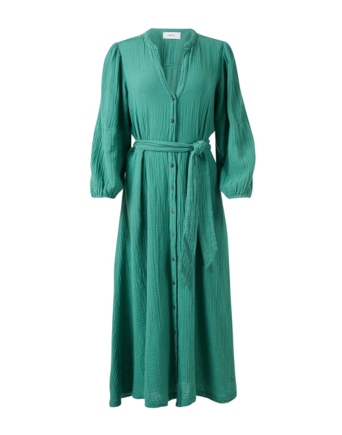 Selene Women's Green Cotton Gauze Casual Dress