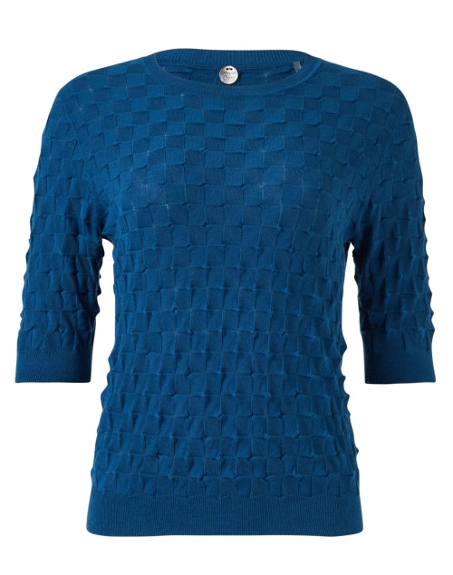 Stylish Blue Textured Cotton Sweater for Casual Wear