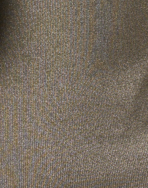 Marc Cain Olive Green Short Sleeve Knit Turtleneck Top with Shimmering Lurex Finish