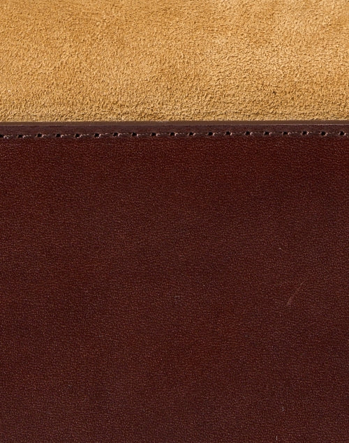Tan Suede and Brown Leather Trim Stefania Hazel Stylish Baguette Shoulder Bag