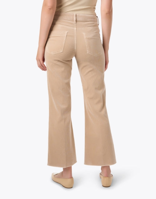 Cambio Francesca Premium Stretch Corduroy Beige Flared Cropped Jeans