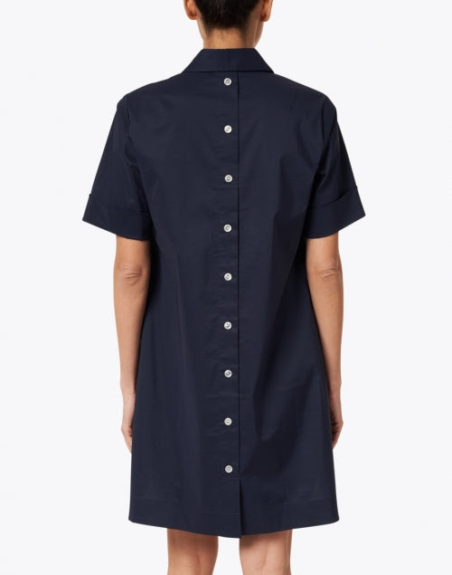Navy Blue Aileen Women's Short Sleeve Stretchable Cotton Shirt Dress