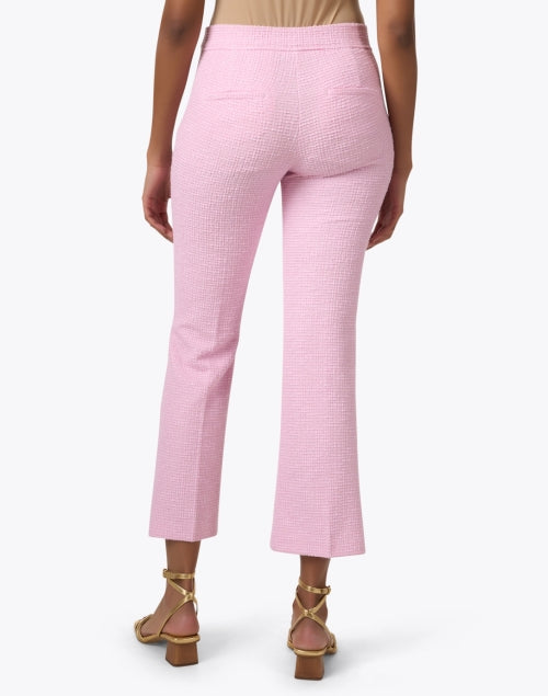 Cambio's Faith Pink Textured Stretch Knit Straight-Leg Pant with Gold-Button Patch Pockets