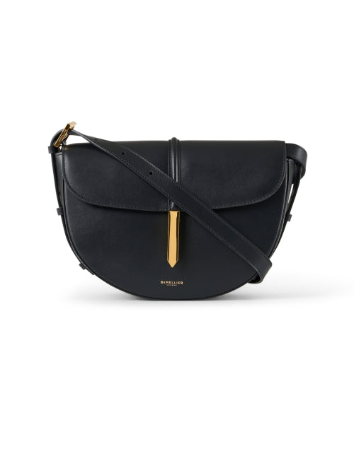 Stylish Tokyo Black Leather Crossbody Saddle Bag for Fashionable Individuals