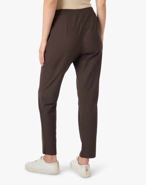 Eileen Fisher Brown Stretchable Slim-Fit Ankle Cropped Pants