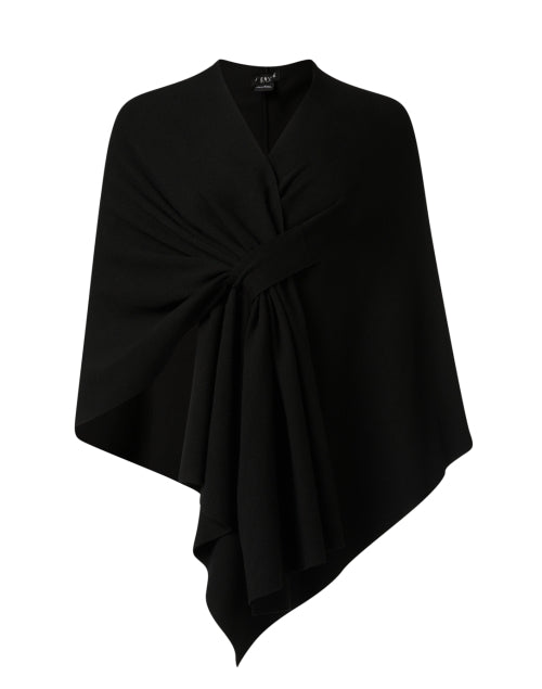 Stylish Black Knit Wrap with Tab Closure for Cooler Weather