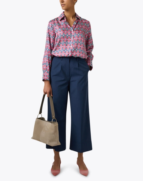 Mariela Women's Multi - colored Geometric Patterned Silk Top