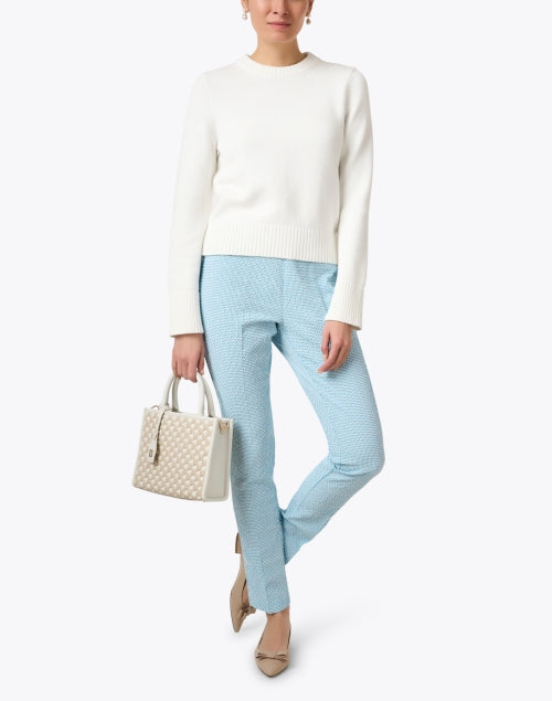 Emma Blue Seersucker Pull - On Women's Dress Pants for Transitional Season