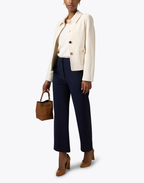 Helene Berman Ivory Short Gold-Buttoned Greta Jacket