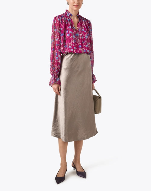 Chelsea Ladies' Magenta Floral Print Blouse for a Stylish Look
