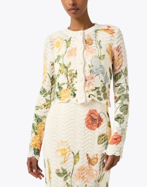 Jolene Women's White Floral Crochet Knit Cardigan Sweater
