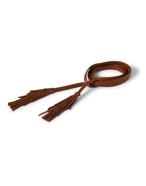 Gatsby Style Brandy-Colored Leather Skinny Wrap Belt for Bohemian Fashion