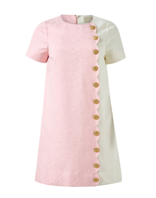 Etta Luxury Cotton Jacquard Dress in Pink and Ivory Shades