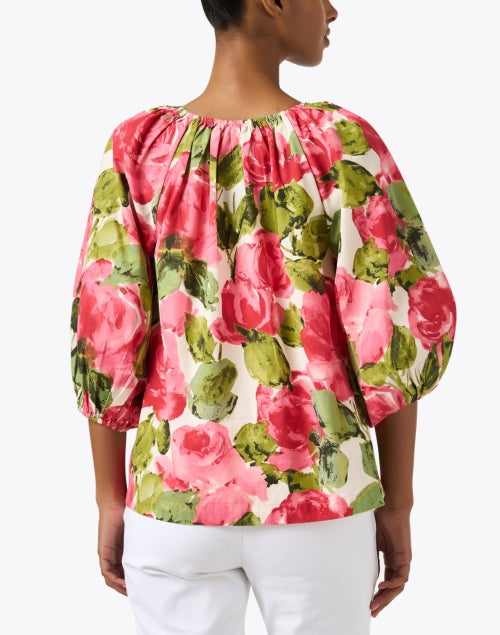 Stylish Floral-Printed Elastic-Neck Cotton Top by Frances Valentine