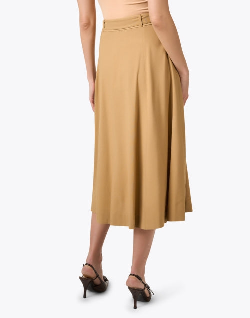 Stylish Arwen Tan Belted Mid - length A - line Skirt for Women