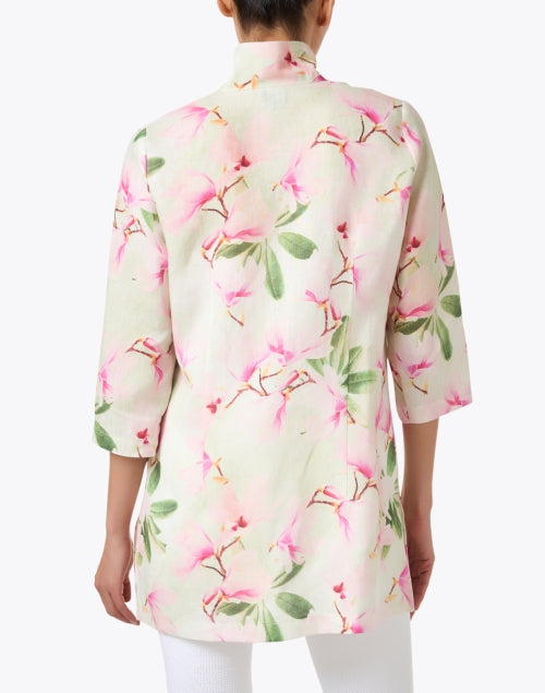 Rita Women's Pink Floral Patterned Linen Casual Jacket for Special Occasions