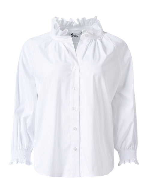 Fiona's Elegant White Silky Poplin Button - Up Shirt