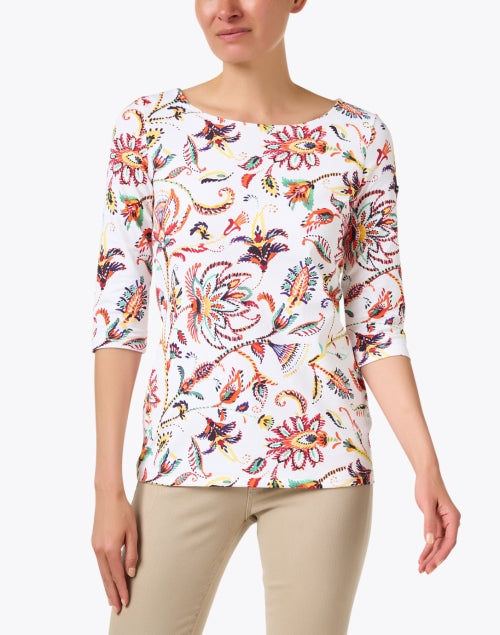 Stylish Garde White Paisley Print Multi Jersey Top