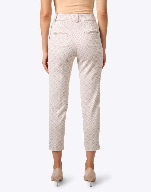 Beige Colored Jacquard Patterned Stretchable Cotton Blend Trousers