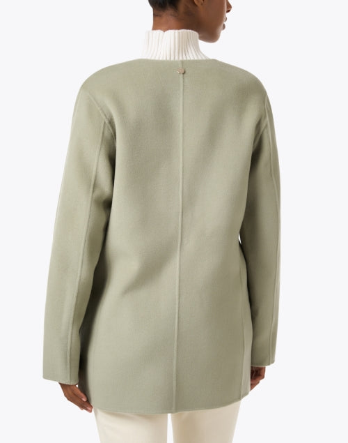 Stylish 100% Wool Reversible Sage Green & Grey Jacket for Fall