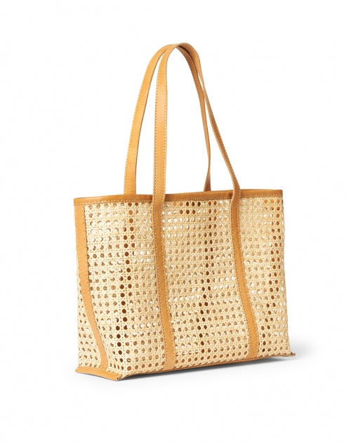 Margot Handmade Natural Rattan with Caramel Leather Oversized Tote Bag