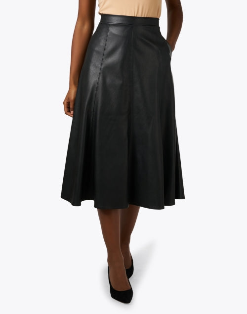 Vera Women's Black Artificial Leather A-Line Skirt for the New Season