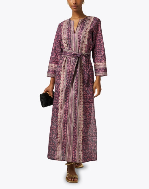 Jane's Stunning Pink and Brown Multi - Print Lightweight Cotton Kaftan