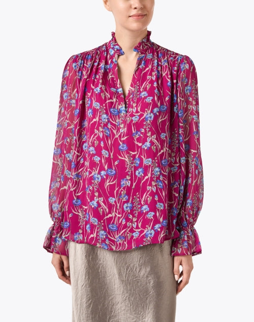 Chelsea Ladies' Magenta Floral Print Blouse for a Stylish Look