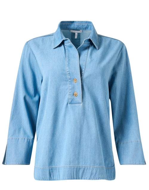 Aileen Feminine Modern Blue Chambray Women's Top