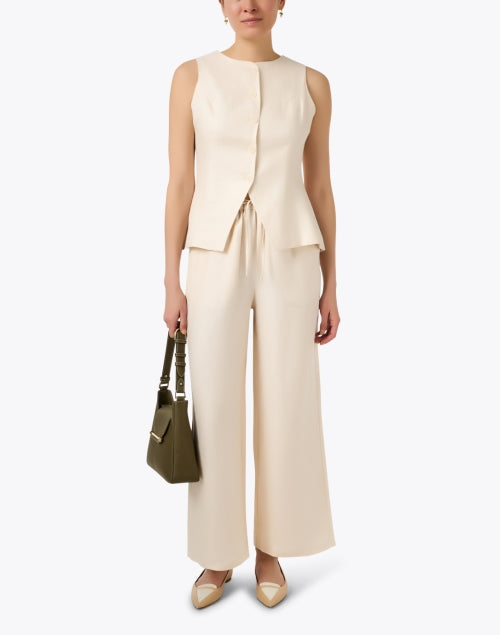 Beige Lillian Wide-Leg Linen Pants for Warm Weather