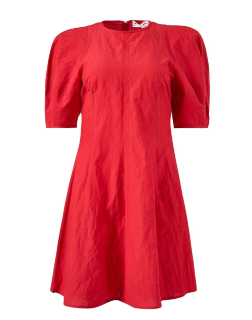 Stylish Bettina Red Crinkled Cotton-Blend A-Line Dress