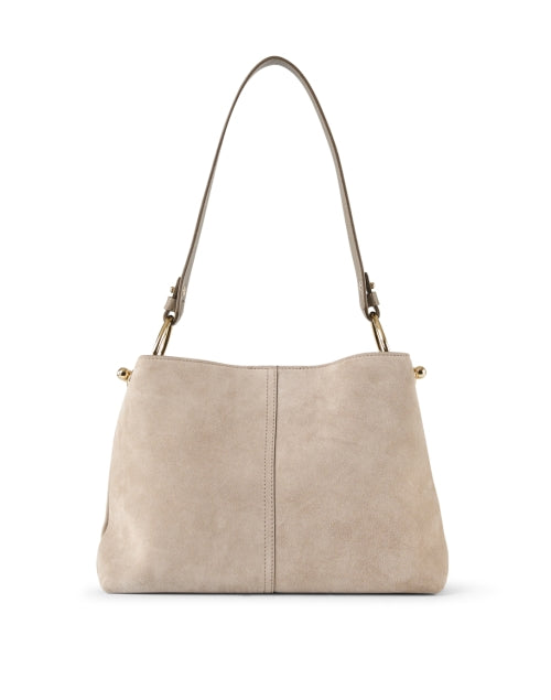 Strathberry Lana Taupe Suede Fashionable Hobo Tote Bag