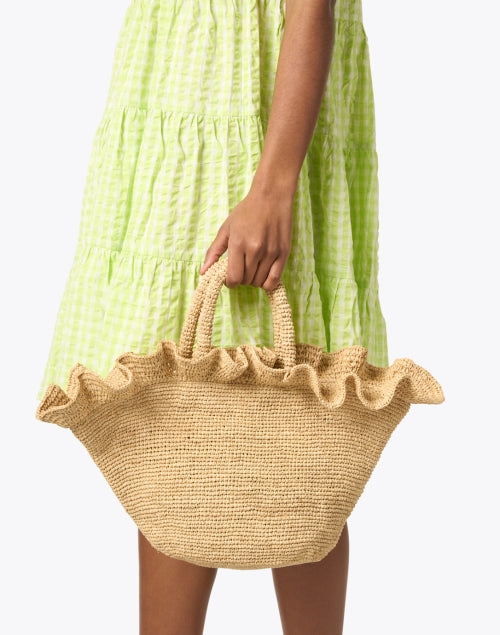 Stylish Cyrus Raffia Ruffled Spacious Tote Bag for Summer