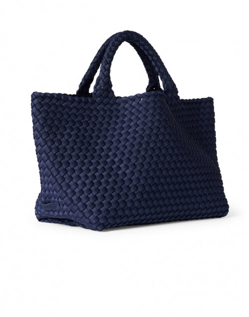 St. Barths Medium-sized Navy Blue Woven Neoprene Handbag - Ideal Tote with Matching Pouch
