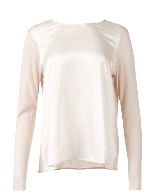 Luxurious Ivory Jersey Top with Satin Front Panel for All Occasions