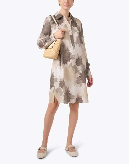 Stylish Women's Neutral Floral Pattern Print Shift Dress