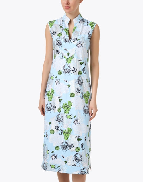 Kristen Women's Blue Ocean Patterned Midi Dress by Jude Connally
