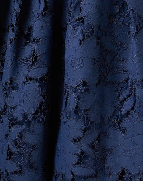 Stylish Navy Cotton Lace Fit-and-Flare Dress for New Season