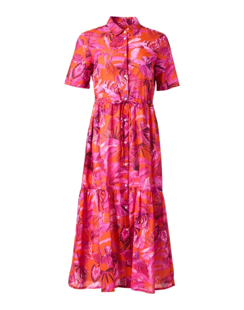 Eveline Cotton Shirt Dress with Stunning Pink Print