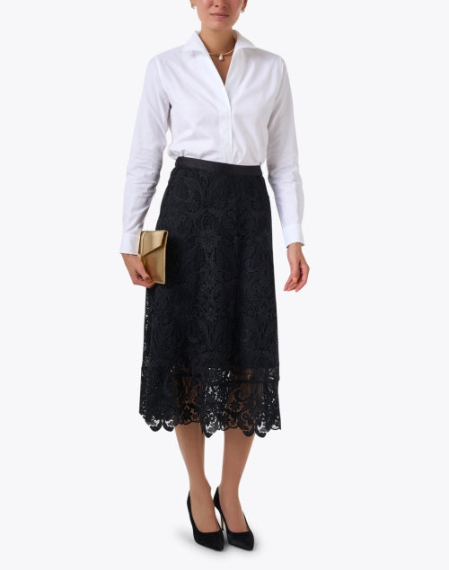 Gorgeous Gloria Midi-length Black Lace A-line Skirt