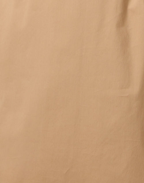 Stunning Tan Cotton Poplin Stretch Blend A-Line Shirt Dress