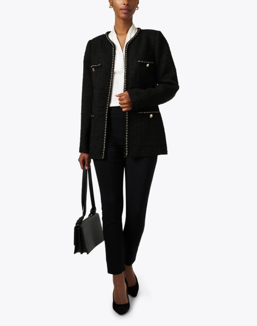 Stylish Black Metallic Tweed Men's Jacket with Gold Accents