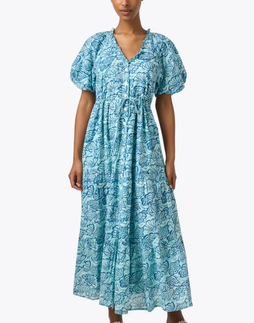 Banjanan's Poppy Artistic Aqua Print Women's Cotton Day Dress