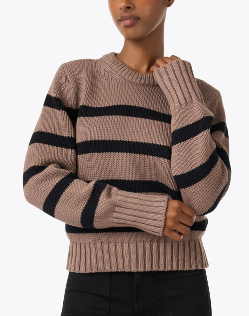 Stylish Brown and Black Striped Pure Cotton Sweater
