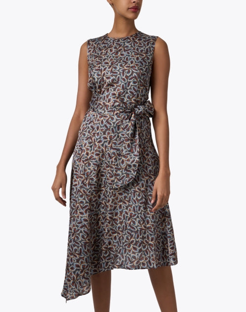Elegant Cecilia Dress with Multi - Floral Print and Asymmetrical Hem
