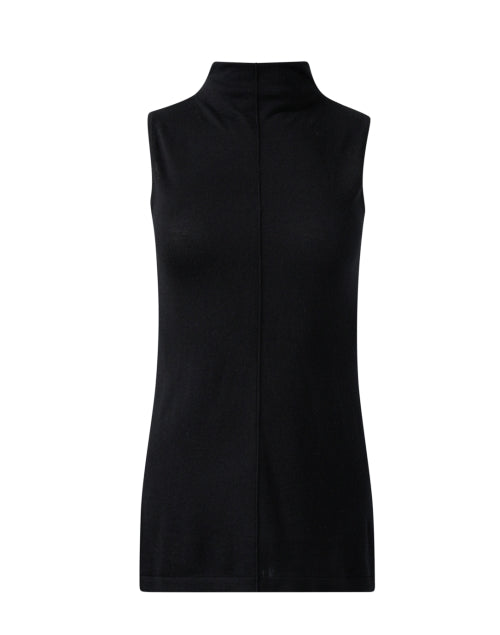Stylish Black Silk and Cashmere Blend Knit Sleeveless Top