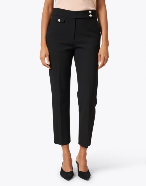 Renzo Black Stretch Slim - Fit Cropped Essential Trousers for Work and Play