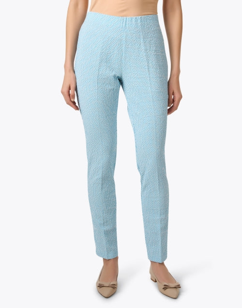 Emma Blue Seersucker Pull - On Women's Dress Pants for Transitional Season